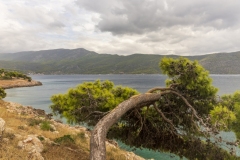 Küstenlandschaft mit Wolken, Attika, Griechenland.