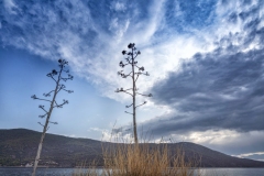 Küstenlandschaft mit Wolken, Attika, Griechenland.