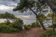 Küstenlandschaft mit Wolken, Attika, Griechenland.